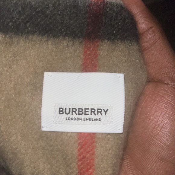 BURBERRY Cashmere Giant Check Leopard Print Reversible Fringe Scarf Camel Black - Picture 3 of 4